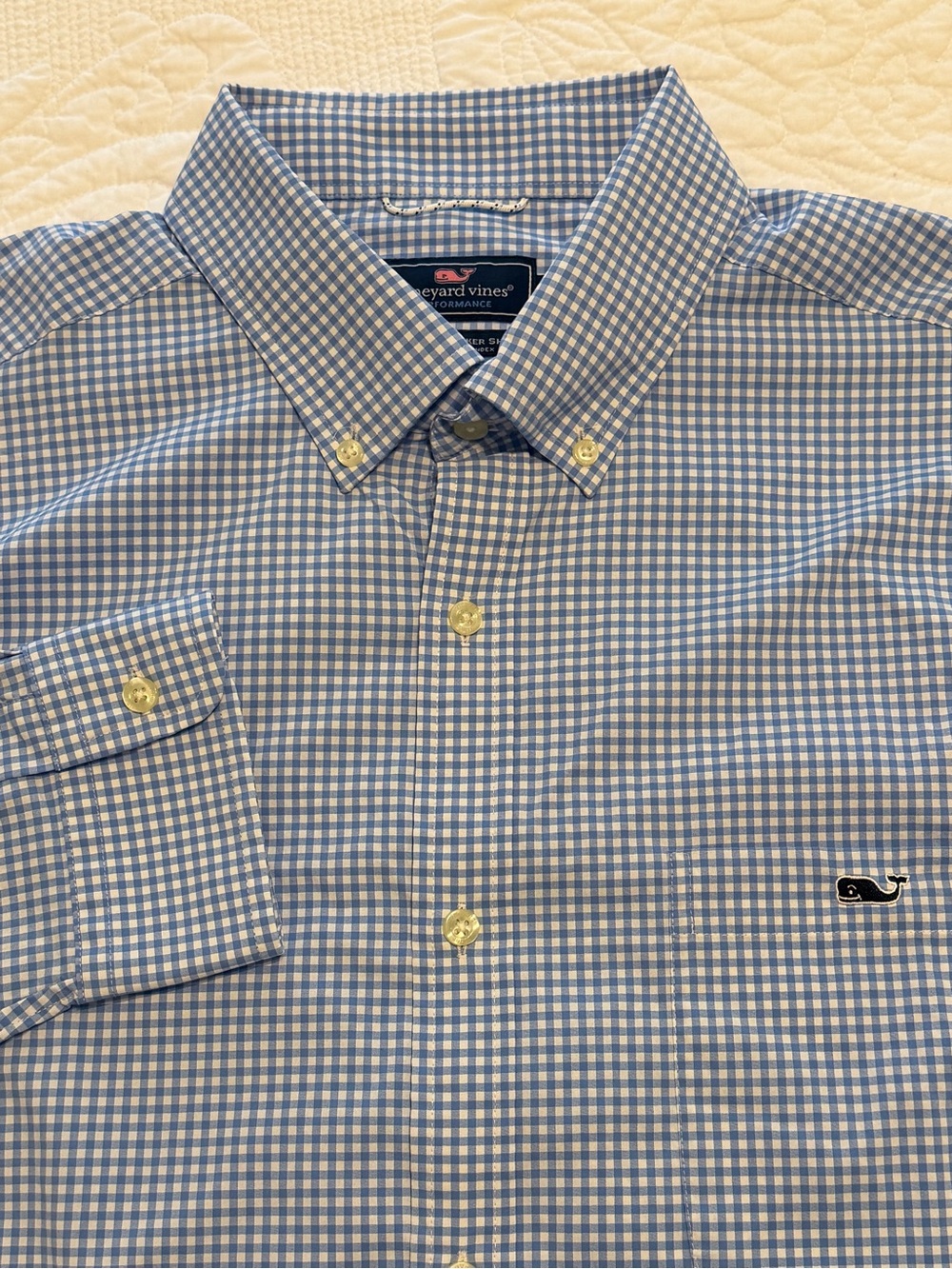 Vinyard Vines Performance Classic Fit Tucker Shirt Mens XL pale blue white check